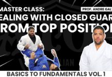 두손으로 한손을 제압해서 클로즈가드 탈출 후 패스하기!